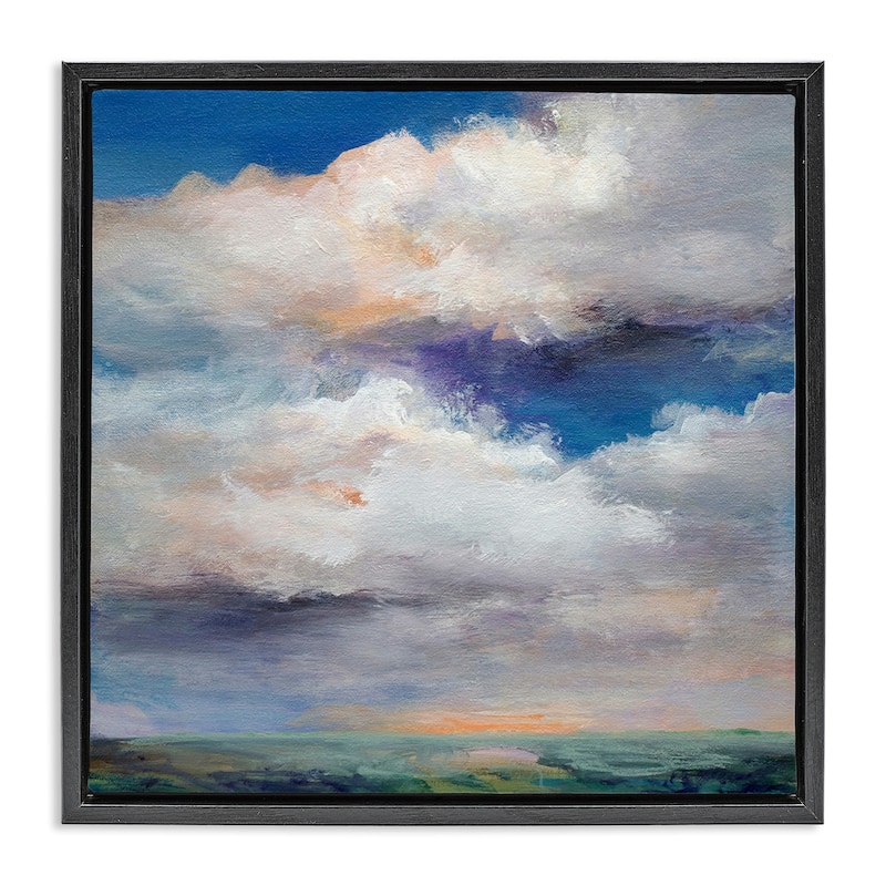 Stupell Restless White Clouds Framed Floater Canvas Wall Art Design By Karen Hale - 25 x 25 - Black