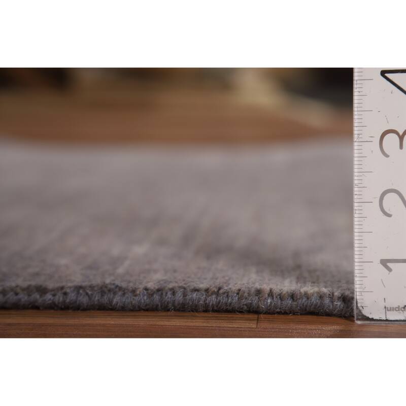 Gabbeh Modern Rug Hand-Knotted Grey Striped Wool Carpet - 3'3" x 4'11"