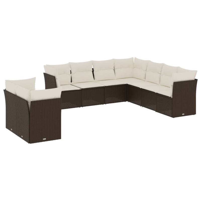 vidaXL Garden Sofa Set Brown PE rattan Large Adjustable Feet - 24.4 x 24.4 x 27.2