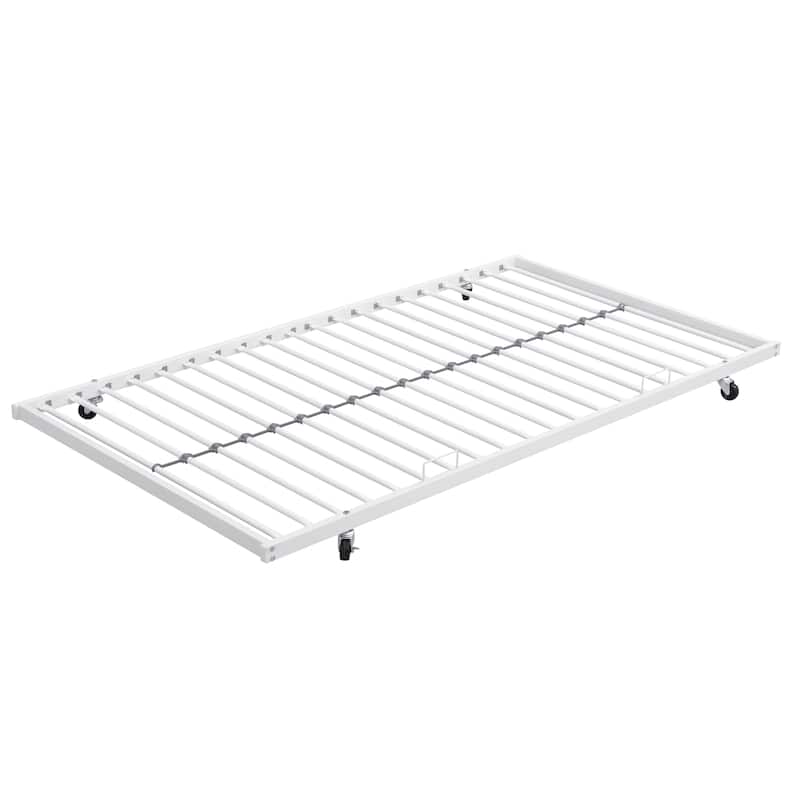 Brown+White Twin over Full Metal Bunk Bed with Trundle and Storage