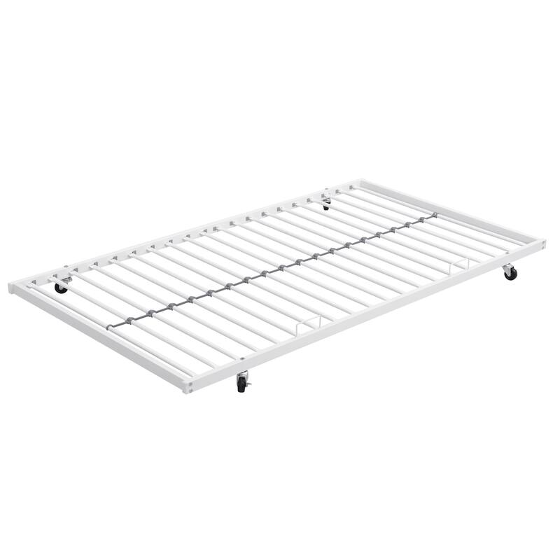 Twin over Full Metal Bunk Bed with Trundle and Large Storage