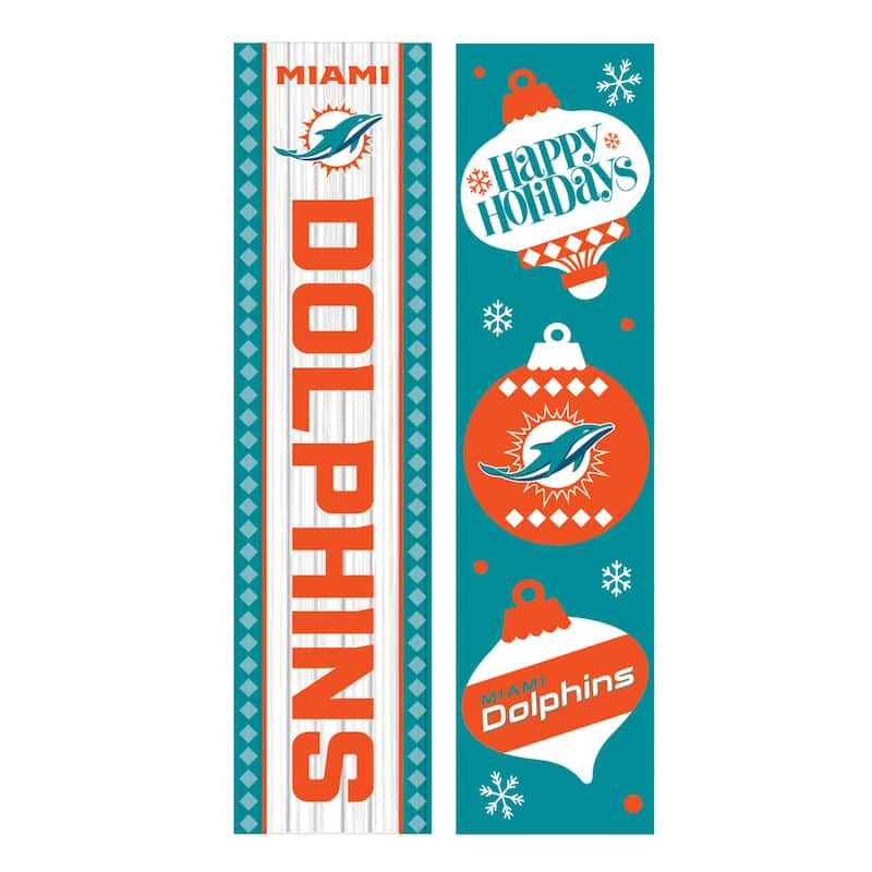 47" Double Sided Seasonal Porch Leaner, Miami Dolphins - 47" x 11.25"