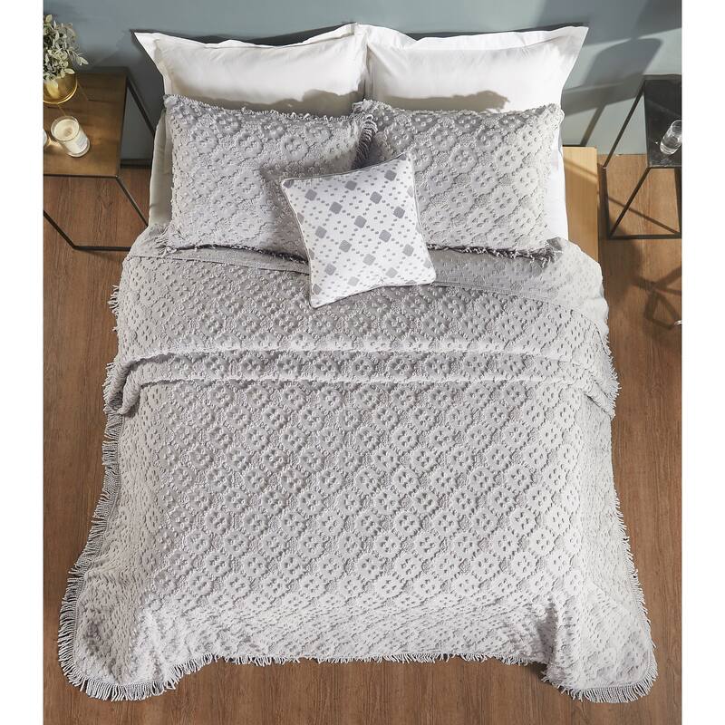 Better Trends Charleston Collection 4-Piece 100% Cotton Tufted Diamond Design Bedspread Set - Machine Washable & Tumble Dry Safe