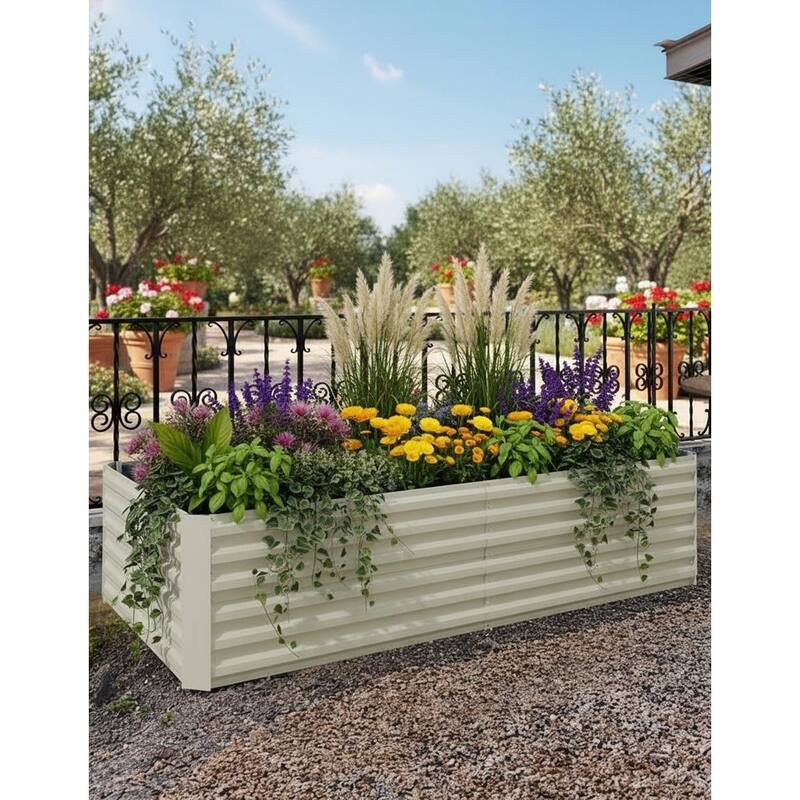 2 PCS Square Galvanized Raised Garden Beds,Rust-Resistant - Beige - 6x3x2 ft