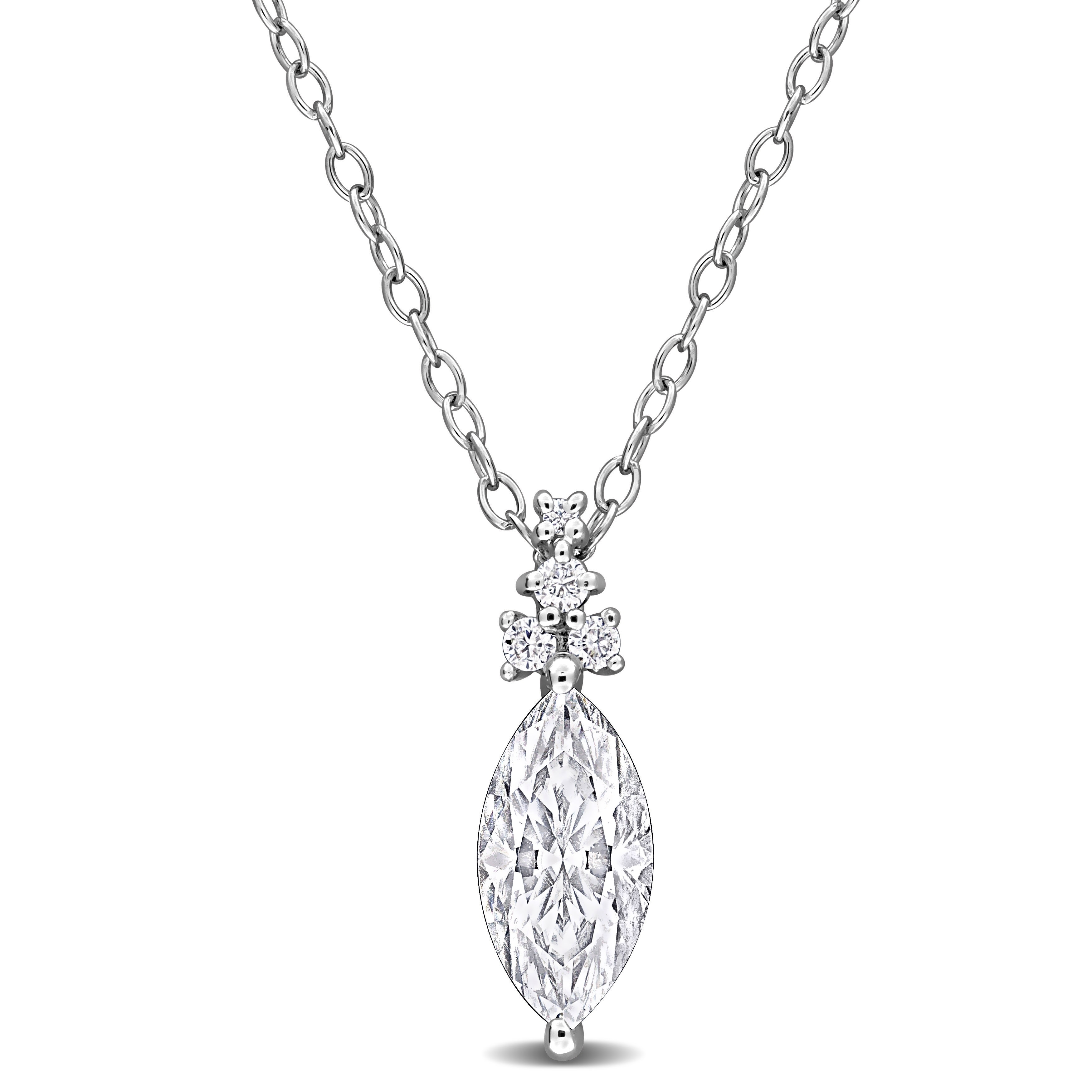 Miadora Created Moissanite Necklace Sterling Silver