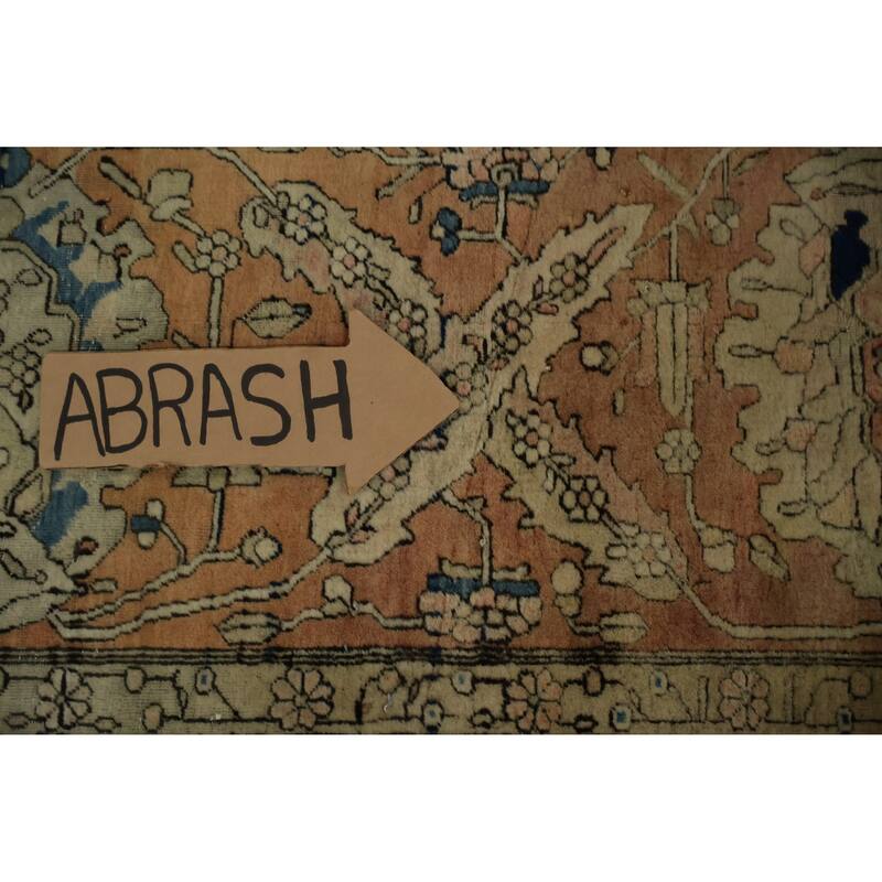Hand Knotted Oriental 100% Wool Carpet Traditional Floral Beige & Ivories Kashan (Mohtasham) Area Rug - 16' 7'' X 12' 0''