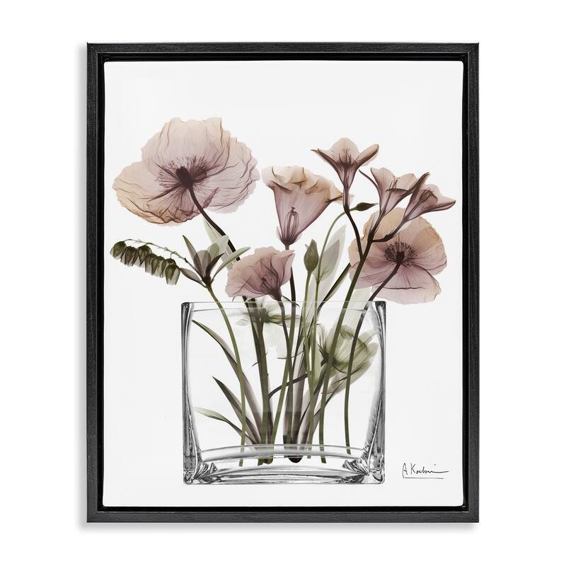 Stupell Modern Translucent Flowers Framed Floater Canvas Wall Art Design By Albert Koetsier - 17 x 21 - Black