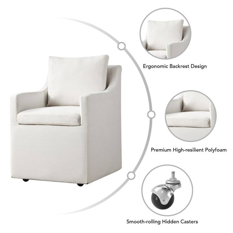 Bentley Modern Mobile Dining Arm Chairs with Casters & Storage