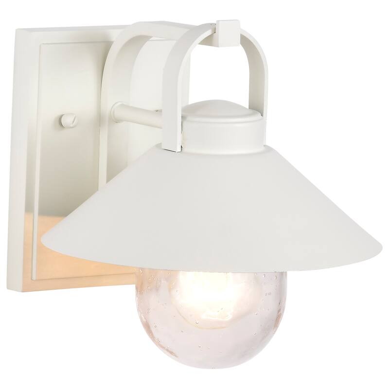 Ridge Small Outdoor Lantern White Finish Clear Seeded Glass