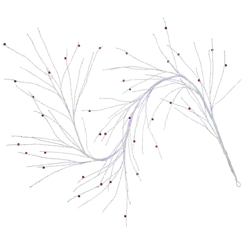 6' x 6" White Christmas Garland Red Jingle Bells, Multi-Color Lights