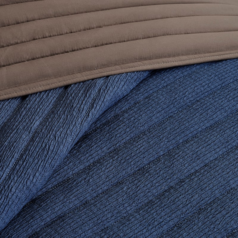 Madison Park Cameron 3 Piece Crinkled Microfiber Quilt Set