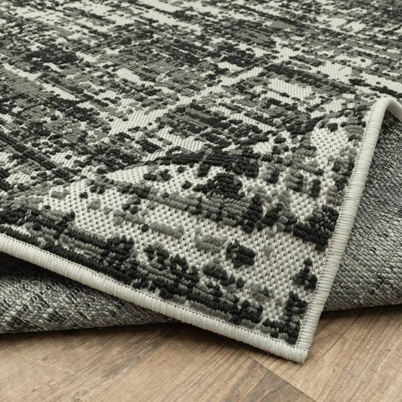 Vista Home Talcot Distressed Abstract Black Indoor-Outdoor Area Rug