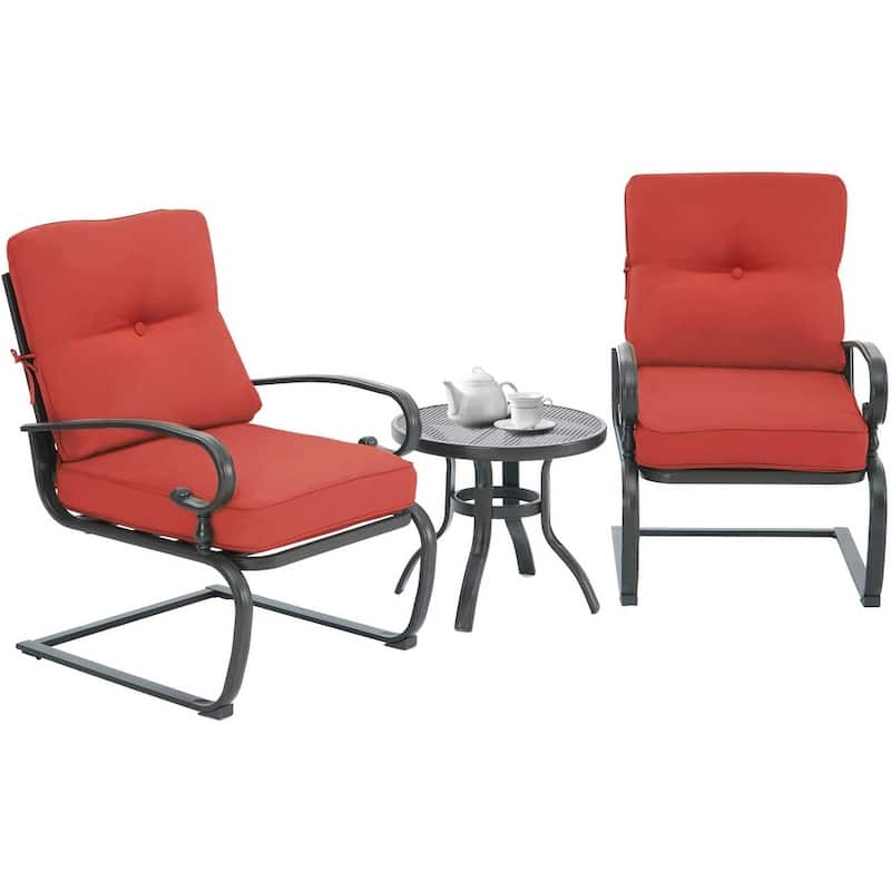 Nista 3-piece Outdoor Spring Metal Bistro Set by Havenside Home - Red
