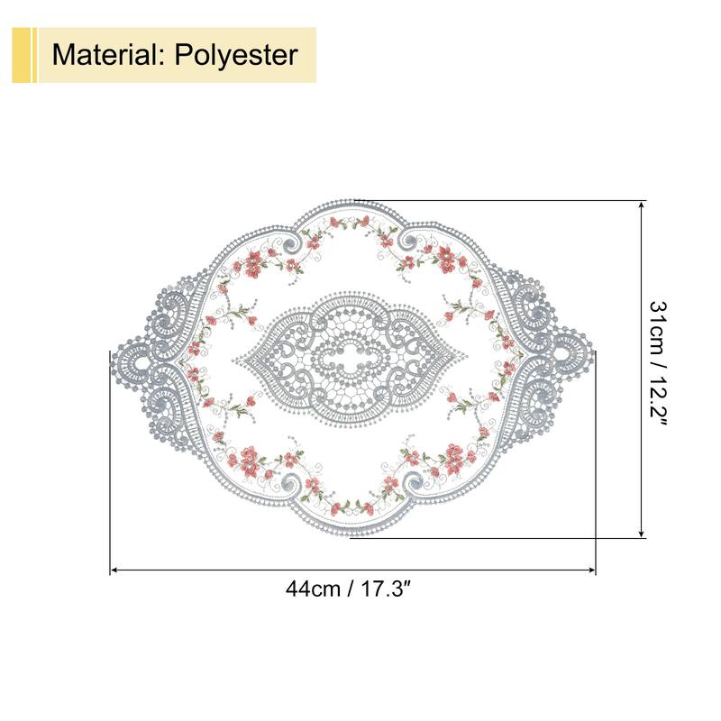 12x17in Retro Lace Placemat Oval French Crochet Doilies Coasters - Gray Blue
