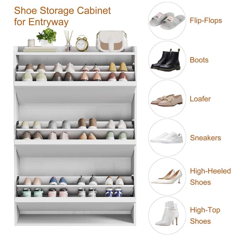 Drawer Wooden Shoe Cabinet with Adjustable Shelves