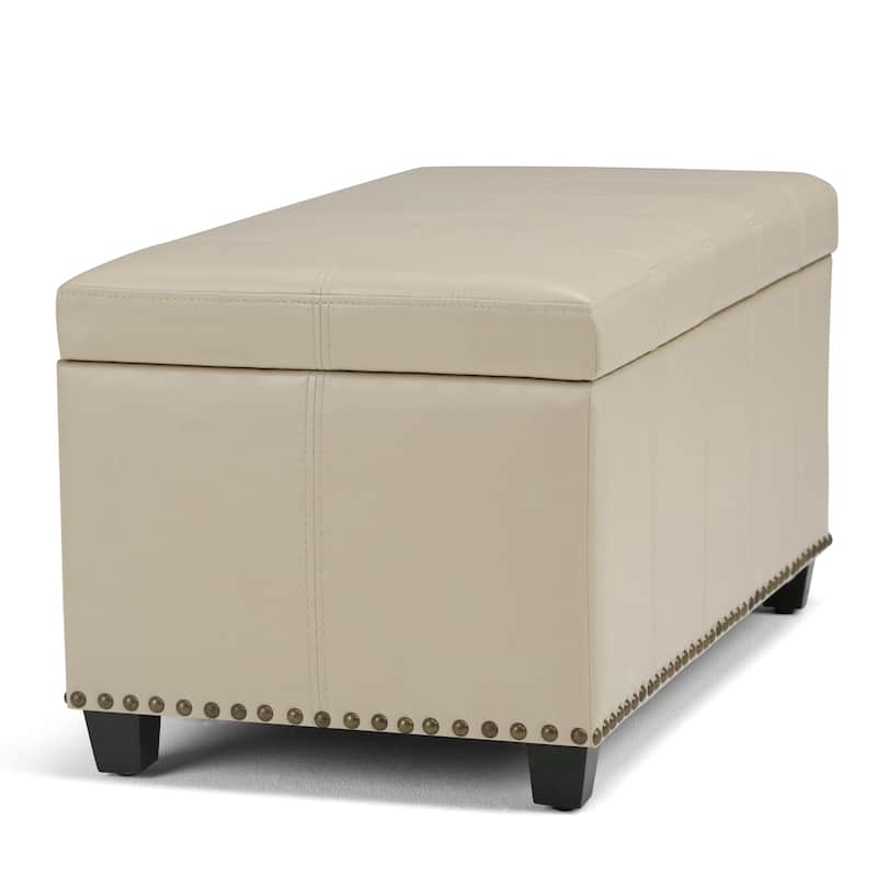 WYNDENHALL Megan 34 inch Wide Transitional Rectangle Storage Ottoman