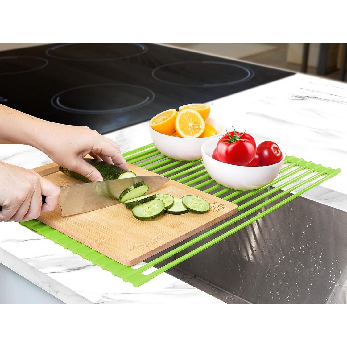 Zulay Kitchen Multipurpose Heavy Duty Silicone Roll Up Sink Drying Rack  Large