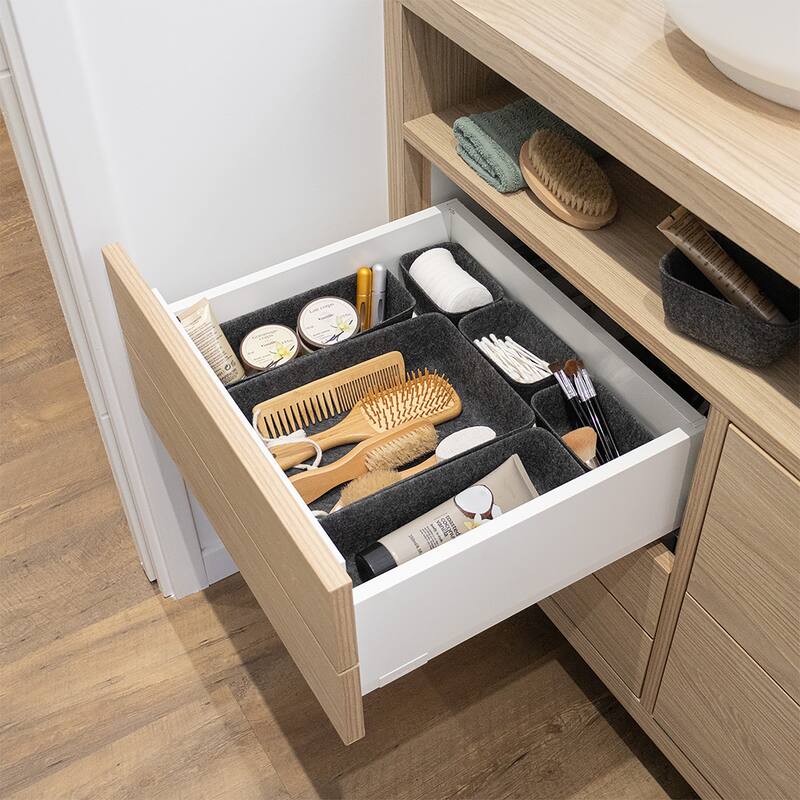 7-Piece Drawer Organizer Set - 10.5 L x 8 W x 2.5 H - Dark Gray