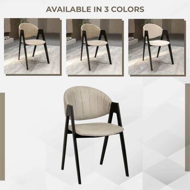 Savor Mid-Century Modern Upholstered Dining Chair with Curved Back and Iron Base for Home & Kitchen Set of 4