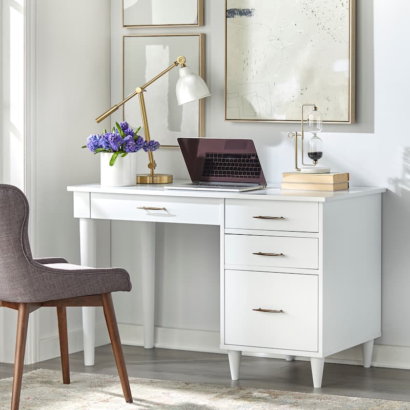 Lifestorey Ana Mid-Century Modern Desk - White