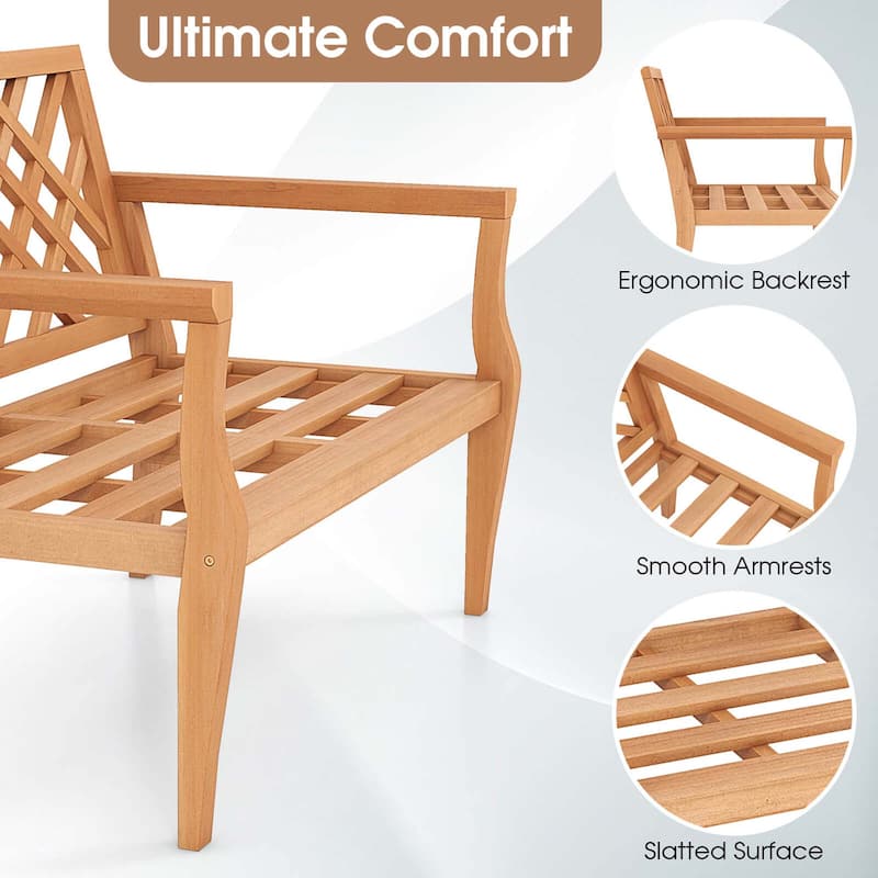 Outdoor Garden Bench Teak Wood Bench Patio Wood Loveseat Chair