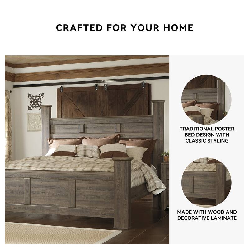 Juararo Dark Brown Poster Bed
