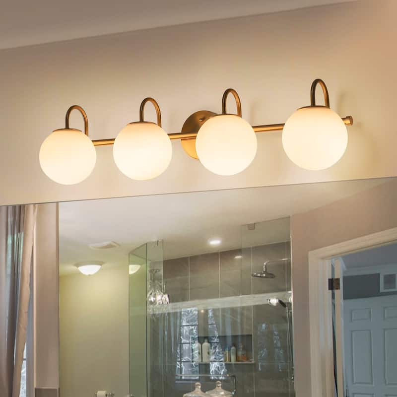 3/4-Light Dimmable Modern Bathroom Light Fixture with Frosted Glass - 31"
