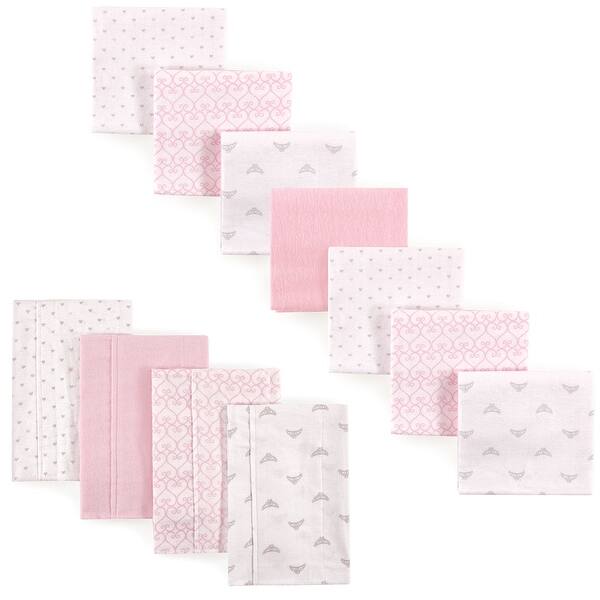 slide 1 of 1, Luvable Friends Infant Girl Cotton Flannel Burp Cloths and Receiving Blankets, 11-Piece, Tiara, One Size - Tiara - One Size One Size - Tiara