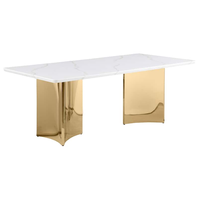 Galiano Rectangular 79-Inch Stone Top Dining Table White - White Marble