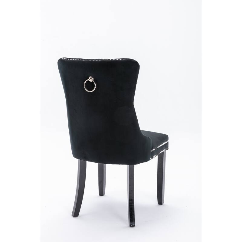 Set of 2 Modern High-End Tufted Solid Wood Upholstered Dining Chair with Nailhead Trim