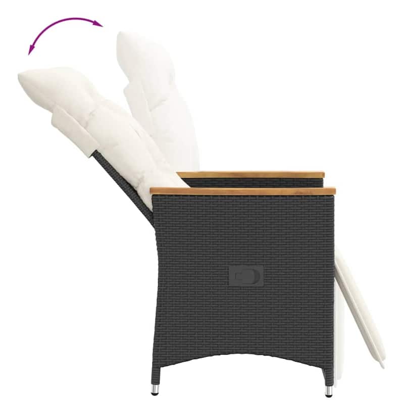 vidaXL Reclining Patio Chairs with Cushions Armchair Outdoor Seating Poly Rattan - 23.2 x 22.0 x 36.2