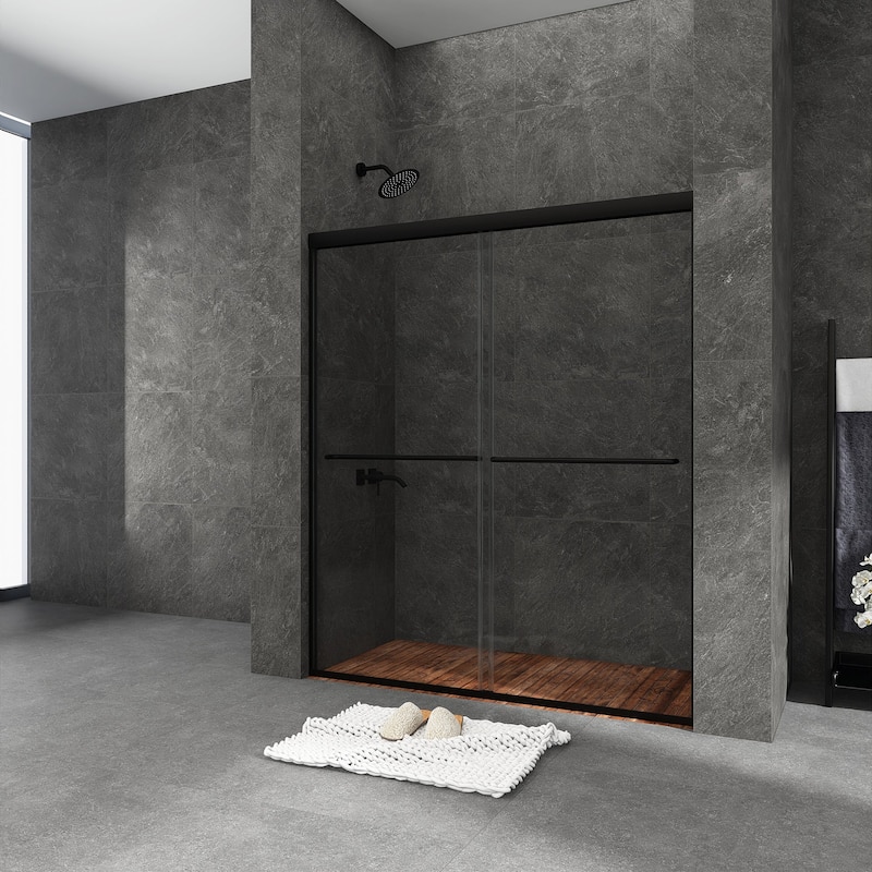 48/54/60 Inch Double Sliding Framed Shower Door with Clear Tempered Glass