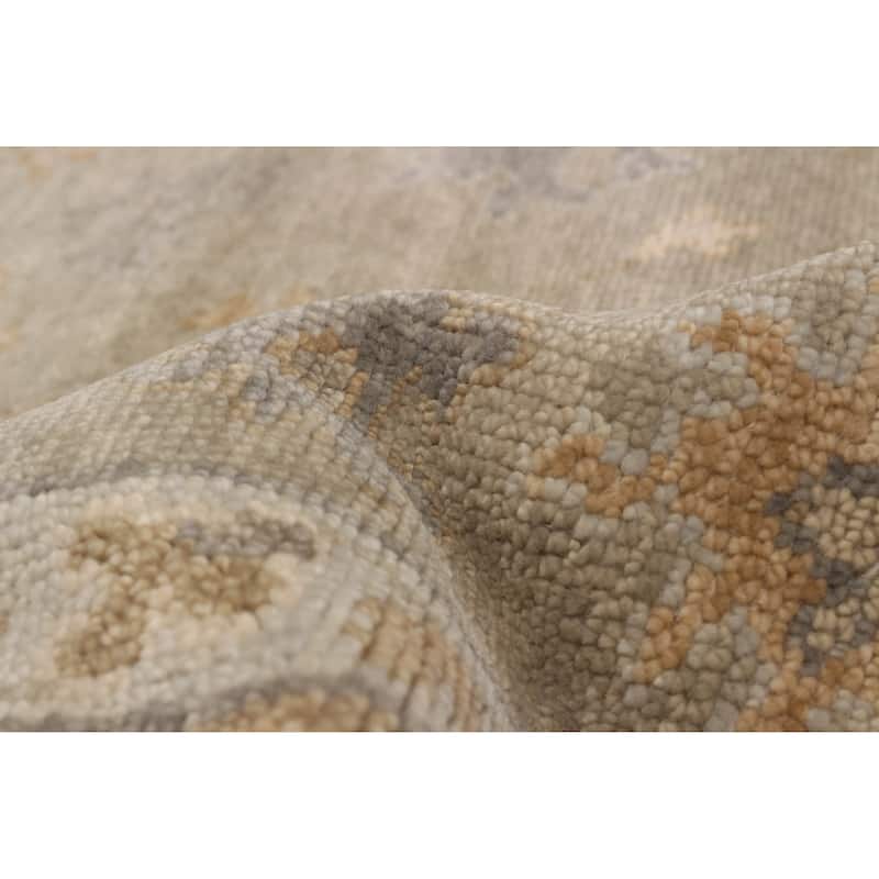ECARPETGALLERY Hand-knotted Oushak Light Grey Wool Rug - 8'1 x 9'11
