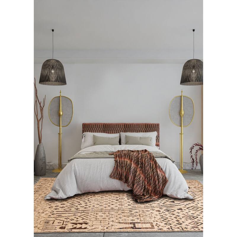 ECARPETGALLERY Hand-knotted Pak Finest Marrakesh Tan Wool Rug - 8'7 x 9'9