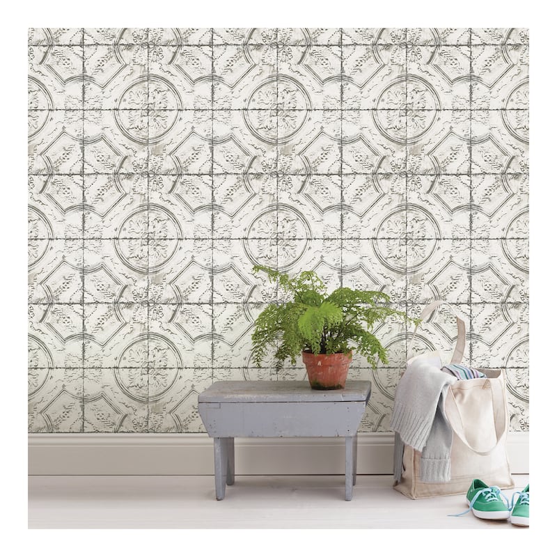 Newport Tin Tile Peel & Stick Wallpaper - 198in x 20.5in x 0.025in