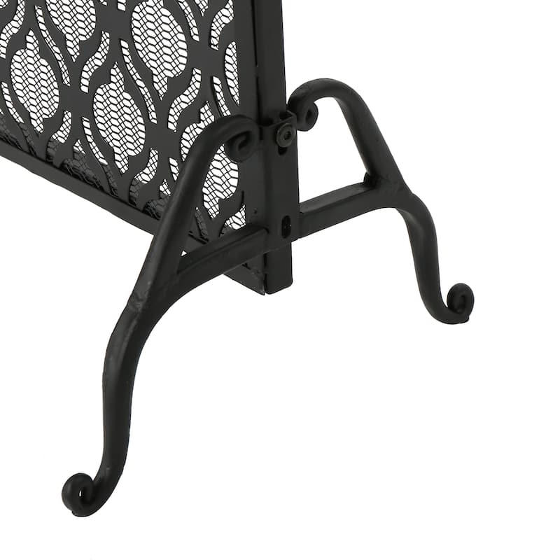 Roomfitters Modern Geometric Fireplace Screen, Single-Panel Design with Stylish Circle Patterns and Durable Mesh