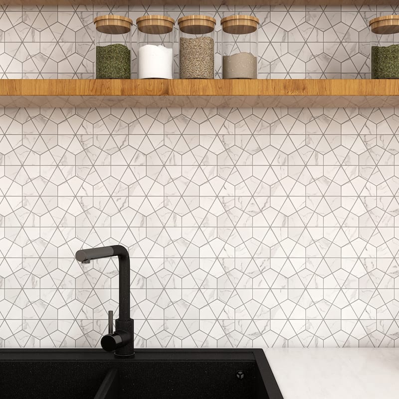 Porcelain Mosaic Tiles - White Diamond Mosaic Tiles