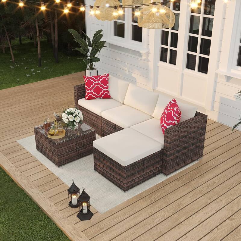 5-Piece Patio Conversation Set with Coffee Table for Garden