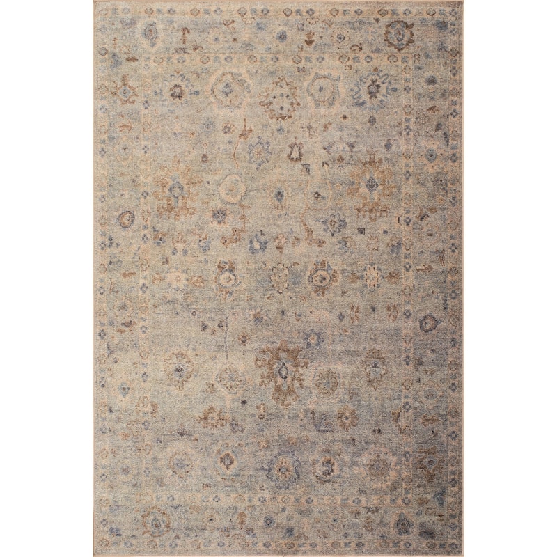 Nuloom Coralyn Traditional Bordered Washable Area Rug - 4' x 6' - Blue - Rectangle