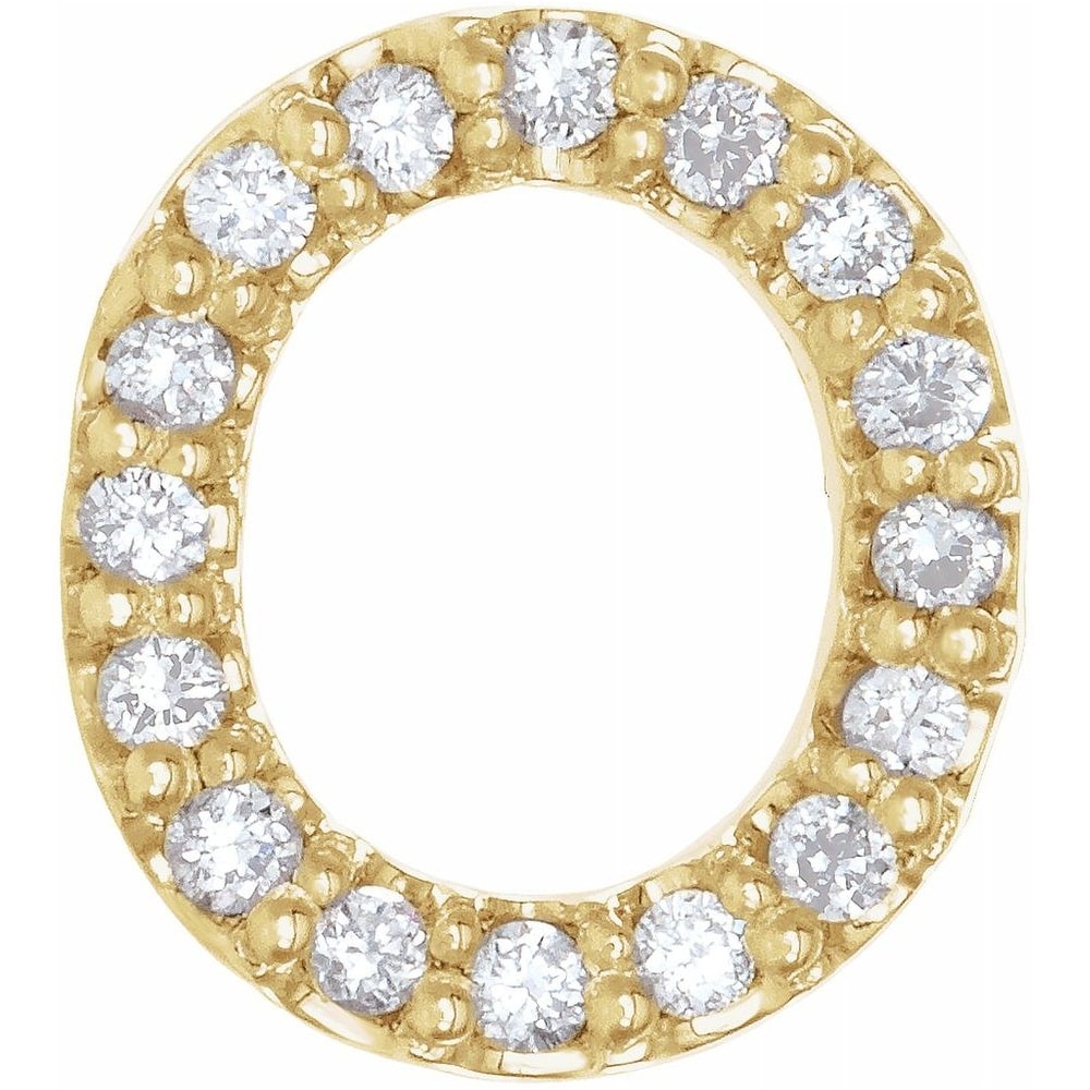 14K Yellow Gold 0.07 Carat Diamond Single Initial O Earring