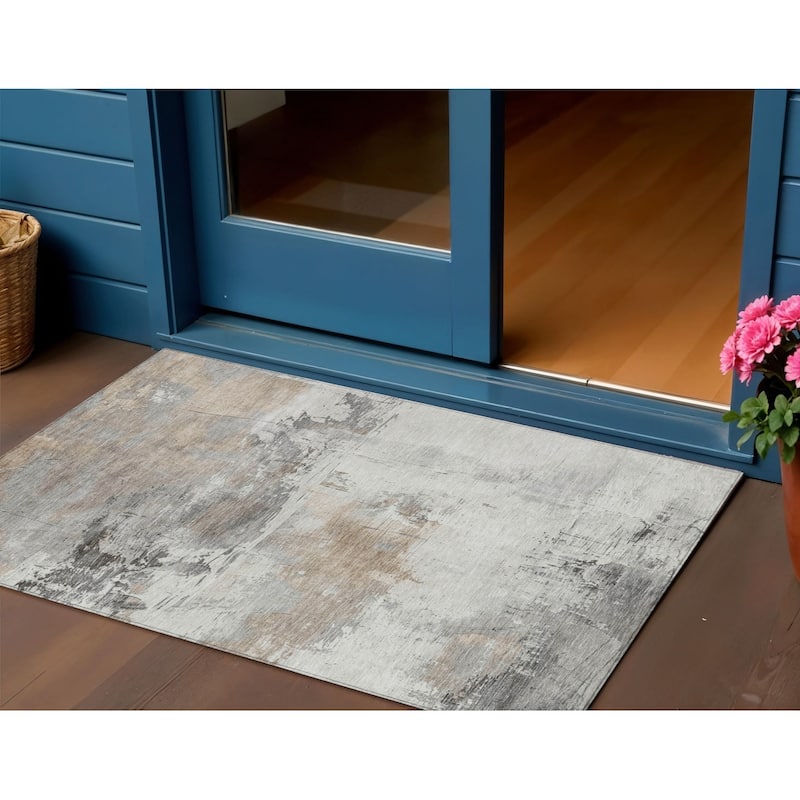 HomeRoots Abstract Transitional Rectangle Outdoor Rug - 3' x 5'