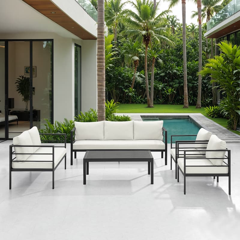 Corvus Gamba 5-piece Outdoor Iron Patio Seating Set with Coffee Table