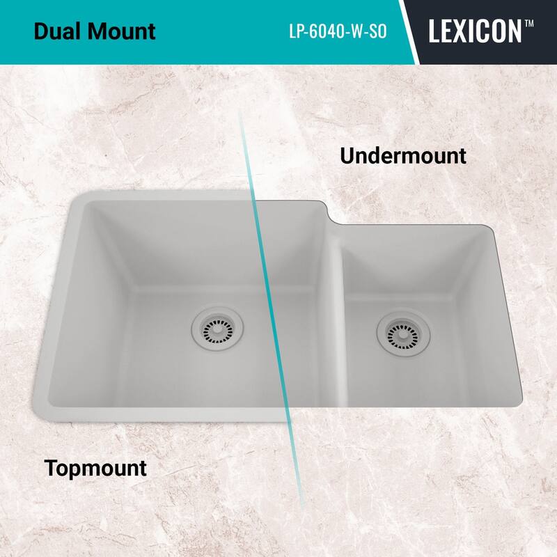32 Inch Lexicon Platinum Quartz Composite Drop-in Undermount Galaxy White - 19" x 32" L x 9.75" H