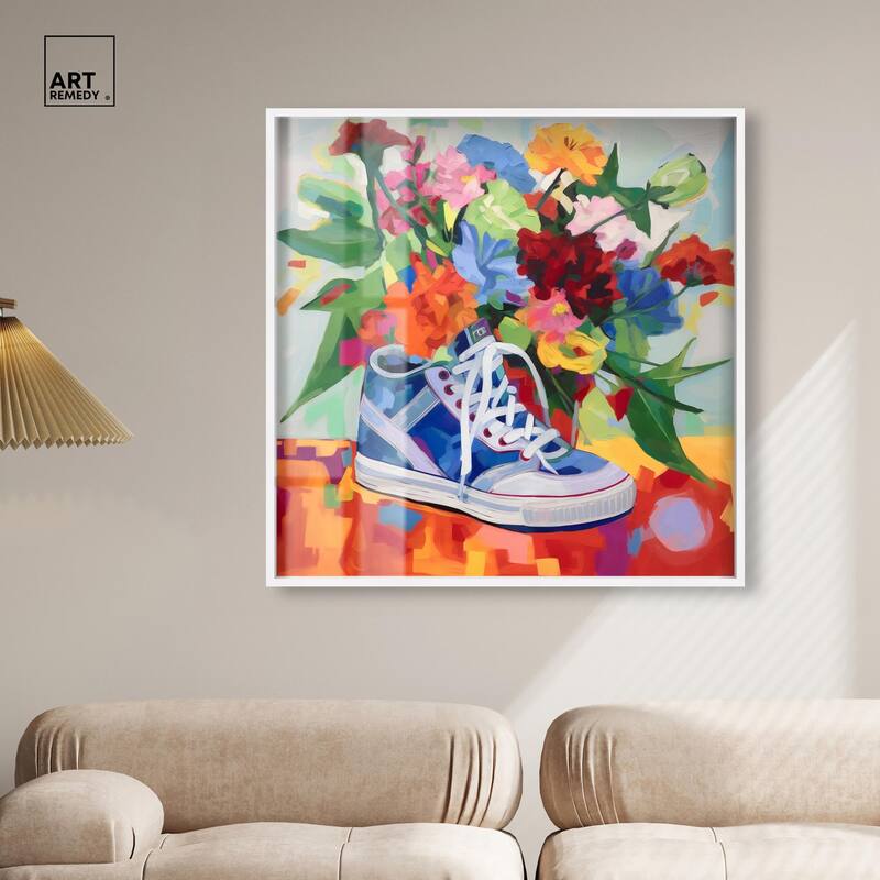 Colorful Sneaker Bouquet Shadowbox by Art Remedy