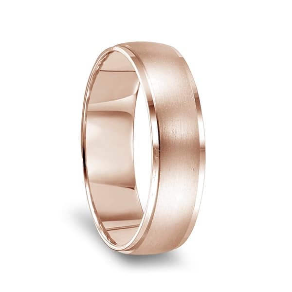 Shop 14k Rose Gold Brushed Center Men S Wedding Ring With Polished