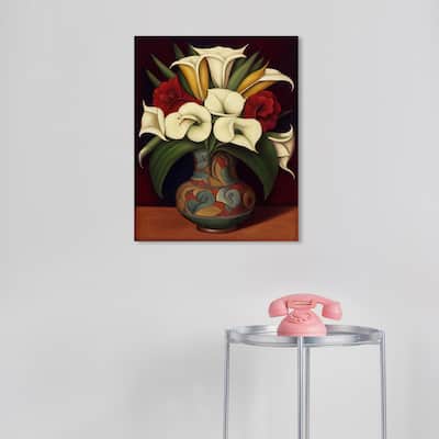 Wynwood Studio Canvas Floral and Botanical Mexican Flower Vase White and Traditional Wall Art Canvas Print