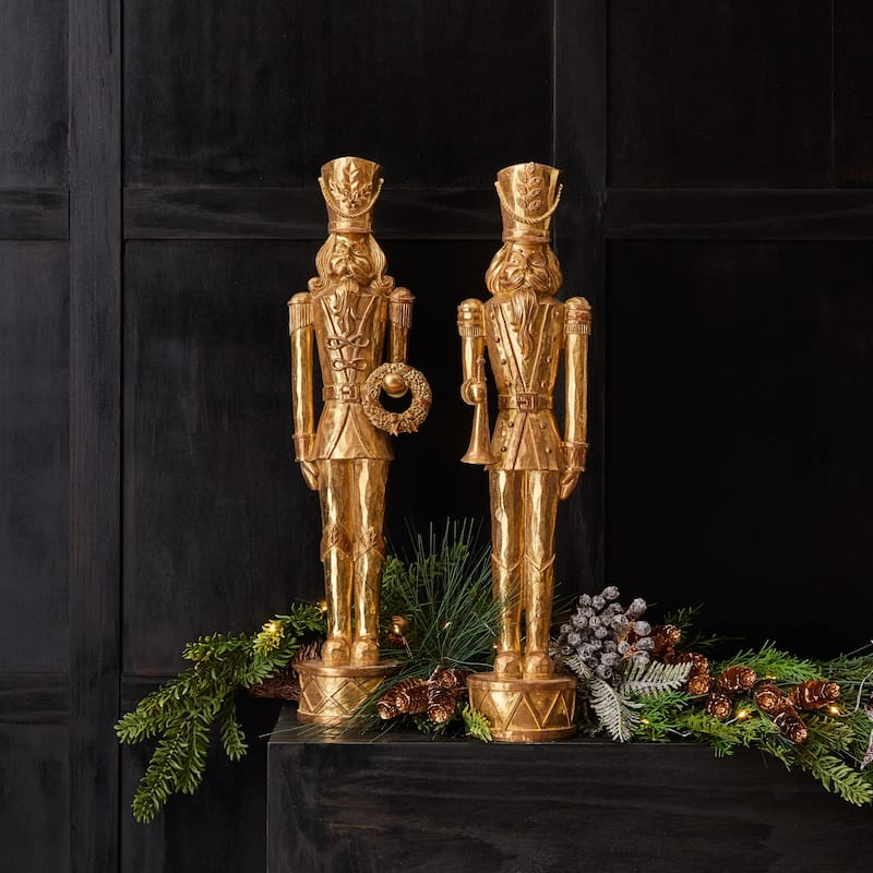 Gold Holiday Nutcracker Statue (Set of 2)
