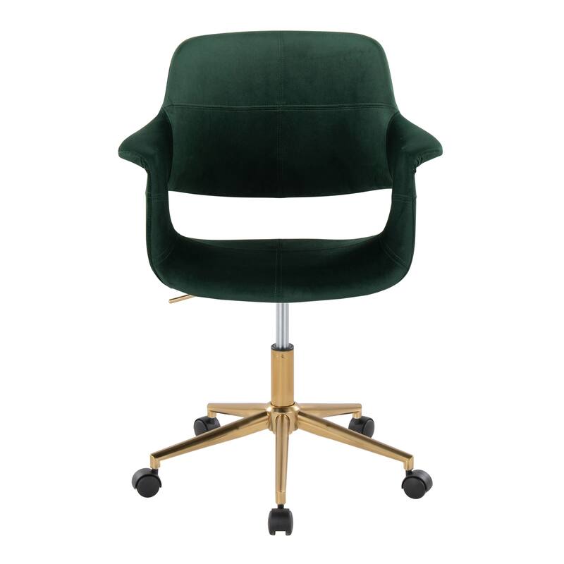 Silver Orchid Fauske Upholstered Office Chair with 5-Star Base - Green Velvet/Gold Metal