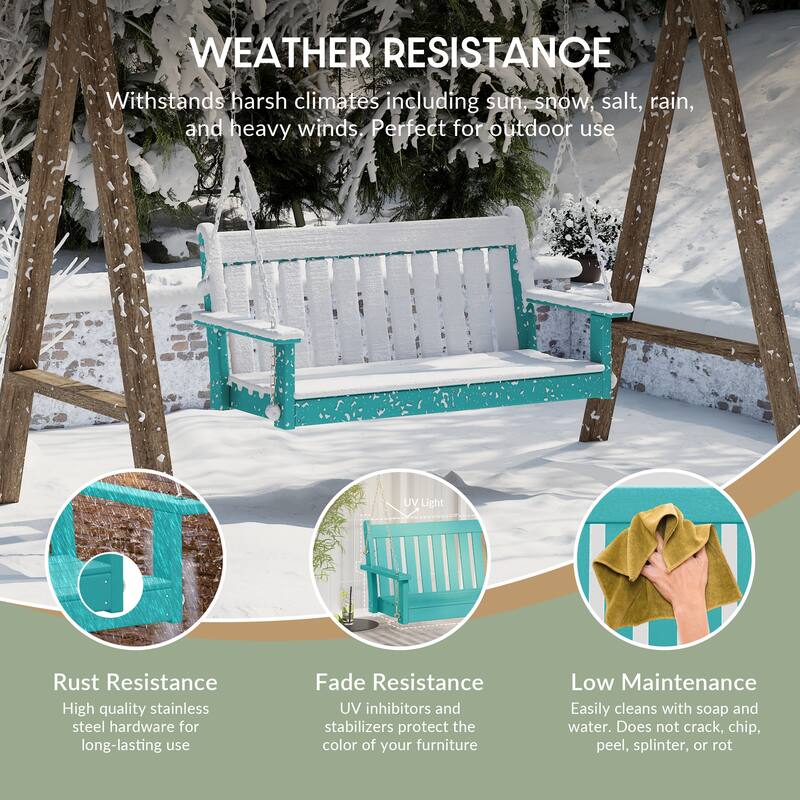 Laguna Outdoor Patio 51 Inch Traditional Hanging Porch Swing