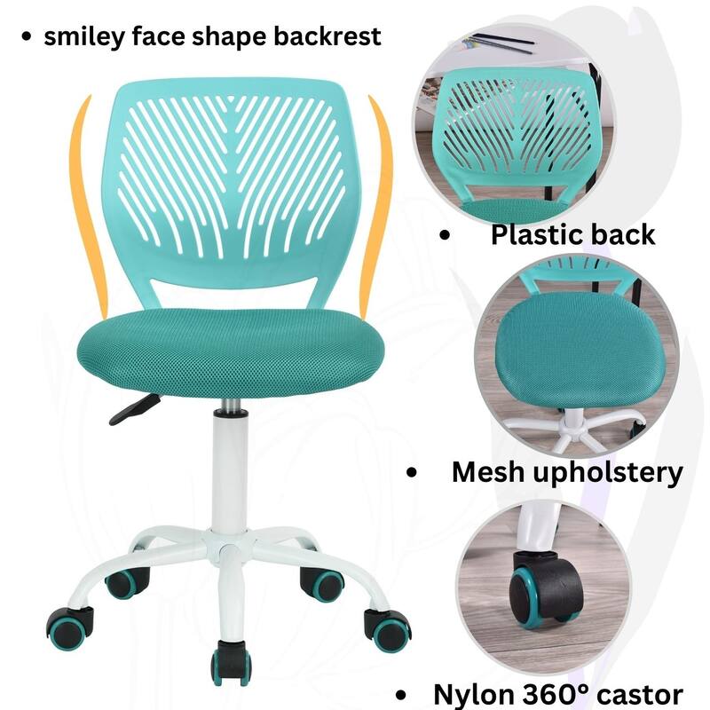HomyLin Armless Swivel Kids Desk Chair with Mesh Padded Seating